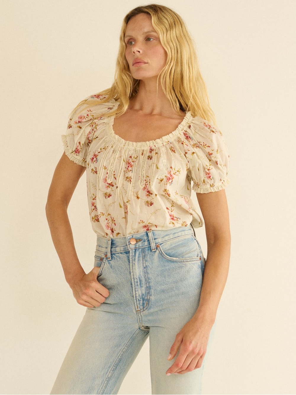 DOEN FREDERICA TOP -- BLANC PRAIRIE ROSE